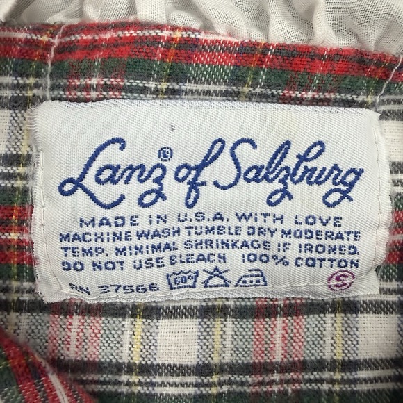 Vintage Lanz Of Salzburg Women's Small Plaid Long Sleeve Nightgown Cottagecore - Picture 5 of 5